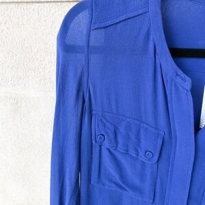 ARITZIA WILFRED royal blue 100% silk long sleeve blouse (XS)